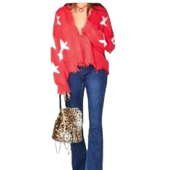 WILDFOX Stars Boho Style Romantic Palmetto Knit Sweater Cropped Fringed … - Picture 12 of 12